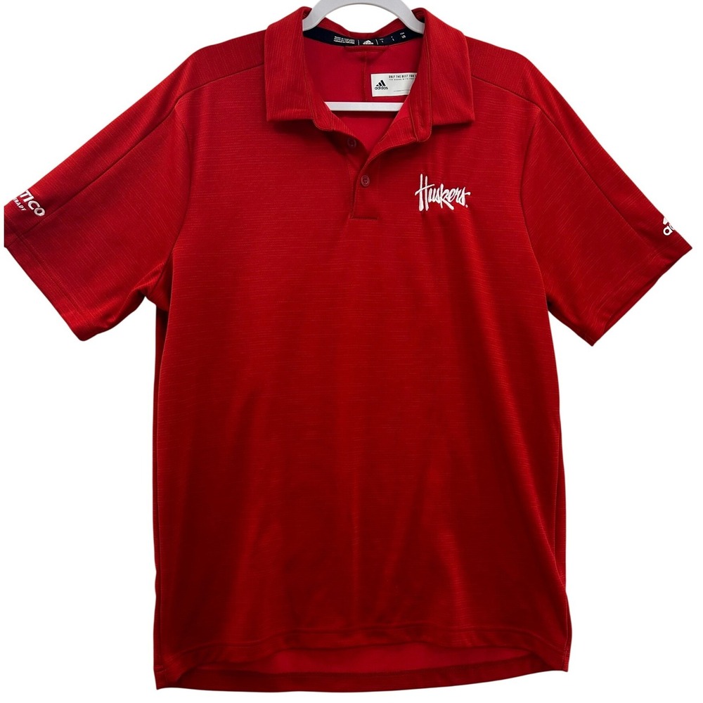 Adidas Nebraska Huskers Red Performance Polo Shirt Men's Large